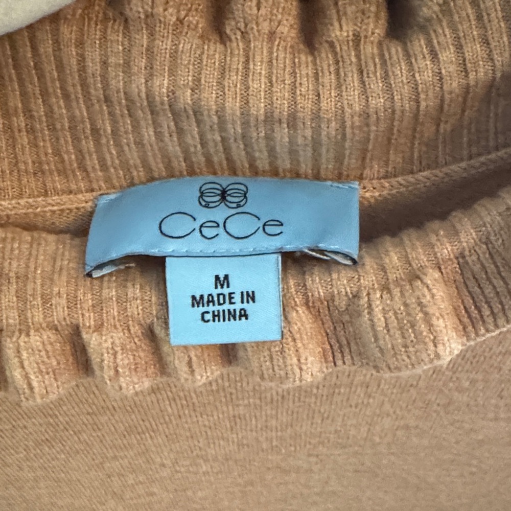CeCe Tan Ruffle Neck Blouse - Picture 2 of 3